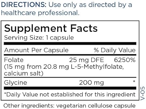 Metabolic Maintenance L-Methylfolate 15mg - Gluten Free & Dairy Free Folate Supplement - Supports Cognitive + Brain Health - L Methylfolate for Daily Use (60 Capsules) : Health & Household