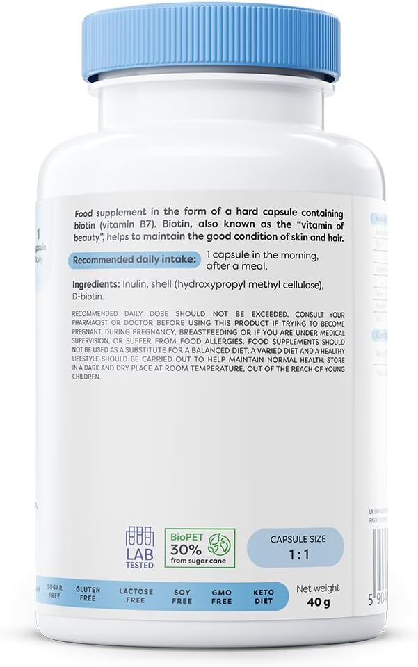 Osavi Biotin 2,500 µg – 120 Vegan Capsules | Essential Beauty Vitamin for Healthy Hair, Skin & Nails | Supports Metabolism & Nervous System | Clean Label | Vegan–Friendly : Amazon.co.uk: Health & Personal Care