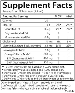 Carlson Kid'S The Very Finest Fish Oil, Lemon, Norwegian, 800 Mg Omega-3S, 200 Ml : Health & Household