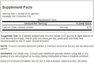 Swanson 100% Pure And Dairy-Free Calcium Citrate Powder 8 Ounce (227 G) Pwdr (2 Pack)
