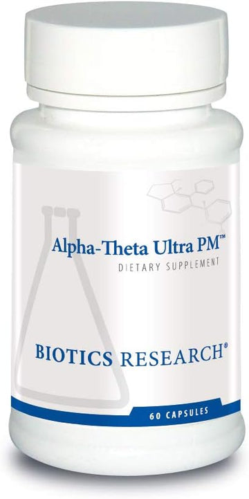 Biotics Research Alpha Thetaultra Pm L Theanine, Passionflower, Lemon Balm, Supports Gaba, Serotonin, Regulates Circadian Rhythms, 60 Capsules