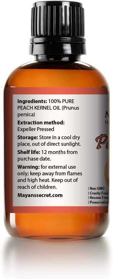 Peach Kernel Oil For Skin Elasticity,Firming, Hair, Massage And Nail Care. 4 Fl. Oz