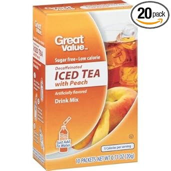 Great Value: Decaffeinated Iced Tea With Peach Drink Mix, .71 Oz (Pack Of 2)