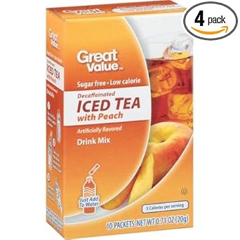 Great Value: Decaffeinated Iced Tea With Peach Drink Mix, .71 Oz (Pack Of 4)