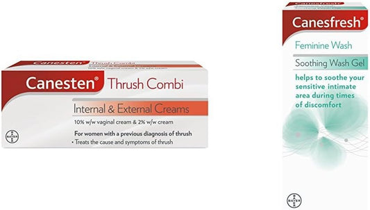 Canesten Thrush Internal & External Cream Combi With Canesfresh Soothing Wash Gel,1 Unit