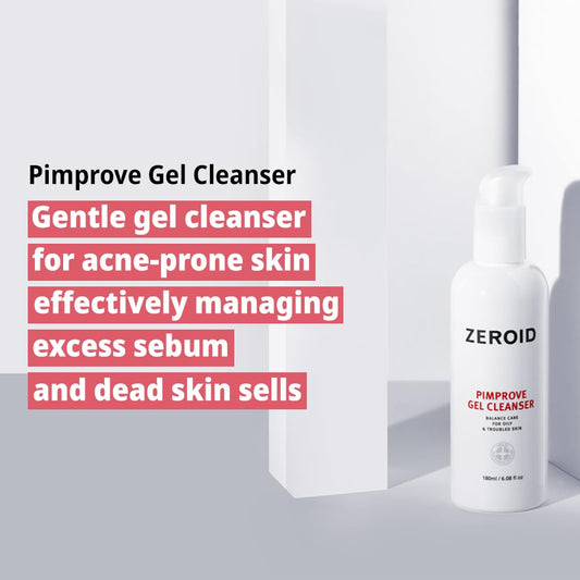 Zeroid | Pimprove Gel Cleanser | Gentle Face Cleanser | Face Wash For Sensitive Skin | Balanced Care For Oily & Troubled Skin | Acne-Prone Skincare | Korean Dermocosmetic | 6.08 Fl Oz (180Ml)