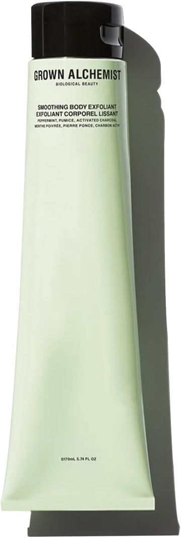 Grown Alchemist Body Exfoliator, Smoothing Body Scrub - Charcoal, Peppermint & Pumice - Organic Exfoliating Scrub Targeting Cellulite, Hyaluronic Acid Rejuvenating Dull & Aging Skin, Natural - 170 Ml