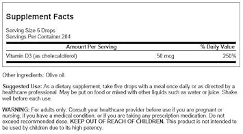 Swanson Vitamin D3 Liquid Drops 400 Iu (50 Mcg) 1 Fl Ounce (29.6 Ml) Liquid (2 Pack)