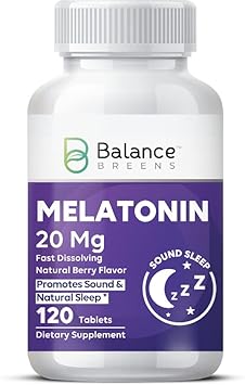 Melatonin 20Mg Fast-Dissolve 120 Tablets - Natural Berry Avor, Non-Habit Forming - Fall Asleep Faster, Stay Asleep Longer, Natural Sleep Aid - Non-Gmo, Gluten-Free, Vegan Tablets By Balance Breens
