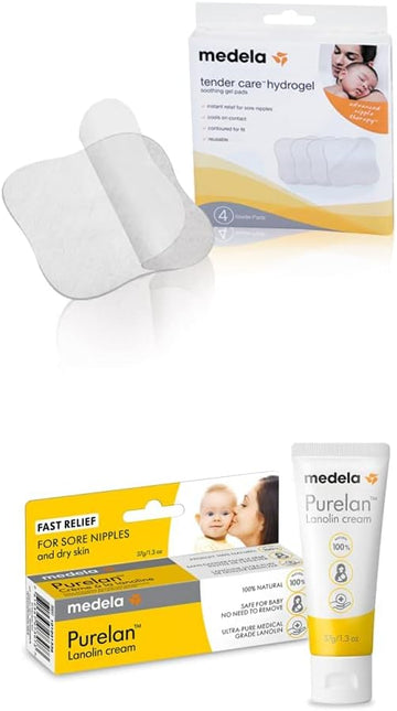 Medela Nipple Rescue Kit | Soothing Hydrogel Pads & Nipple Cream For Breastfeeding, Includes 4 Ct Reusable Gel Pads & Purelan Lanolin, Relief For Sore Nipples From Pumping/Nursing