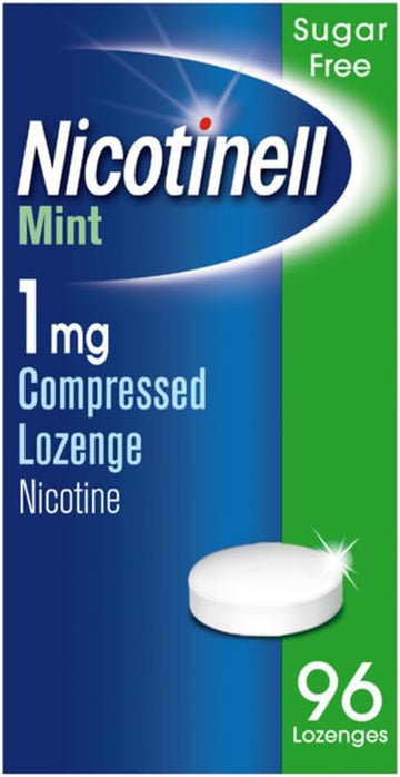 Nicotinell Nicotine Lozenge, Quit Smoking Aid, Sugar Free Mint Flavour, 1 Mg, 96 Pieces