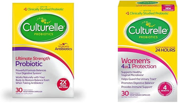 Culturelle Ultimate Strength Probiotic For Men And Women, Most Clinically Studied Probiotic Strain & Women’S 4-In-1 Daily Probiotic Supplements For Women - Supports Vaginal Health