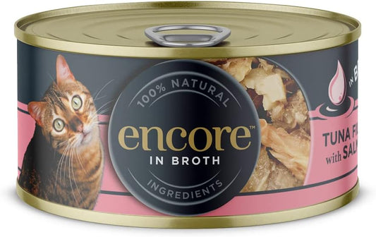 Encore 100% Natural Wet Cat Food, Tuna With Salmon In Broth (Pack Of 16 X 70G Tins)Enc1028-1En