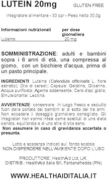 HealthAid Lutein 20mg - Carotenoid - 30 Vegan Tablets 803165 : Amazon.co.uk: Health & Personal Care