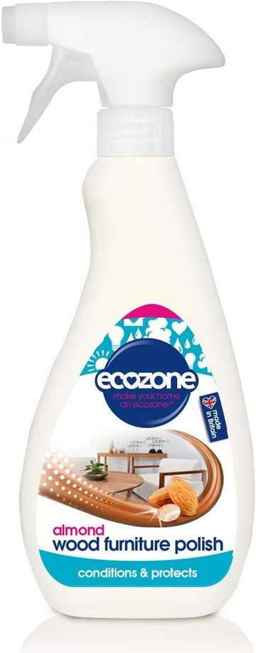 Ecozone Almond Fragranced Wood Furniture Polish, Conditions & Protects Wooden Surfaces, Indoors & Outdoors, Gentle & Nourishing Natural Formula, Vegan Friendly & Cruelty Free (500Ml Spray)