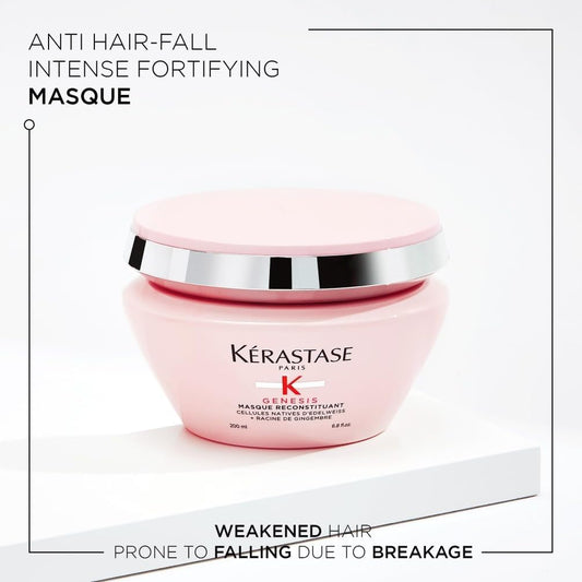 Kérastase Genesis, Nourishing & Fortifying Anti-Hair Fall Mask, For Weakened Hair, With Ginger Root & Edelweiss Flower, Masque Reconstituant, 200Ml