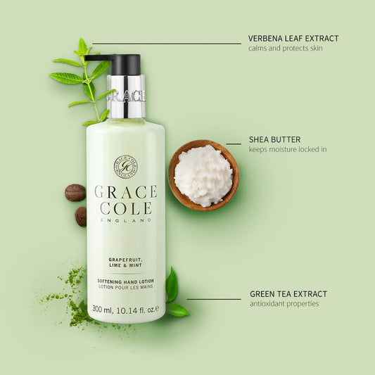 Grace Cole Grapefruit Lime & Mint Hand Duo Set Gift Set 1 X Hand Wash, 1 X Hand & Body Lotion 300Ml - Essential Oils - Vegan - Made In England