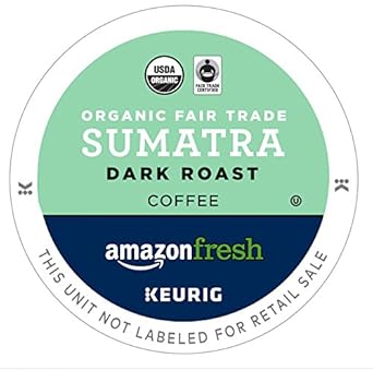 Amazonfresh 80 Ct. Organic Fair Trade K-Cups, Sumatra Dark Roast, Keurig K-Cup Brewer Compatible