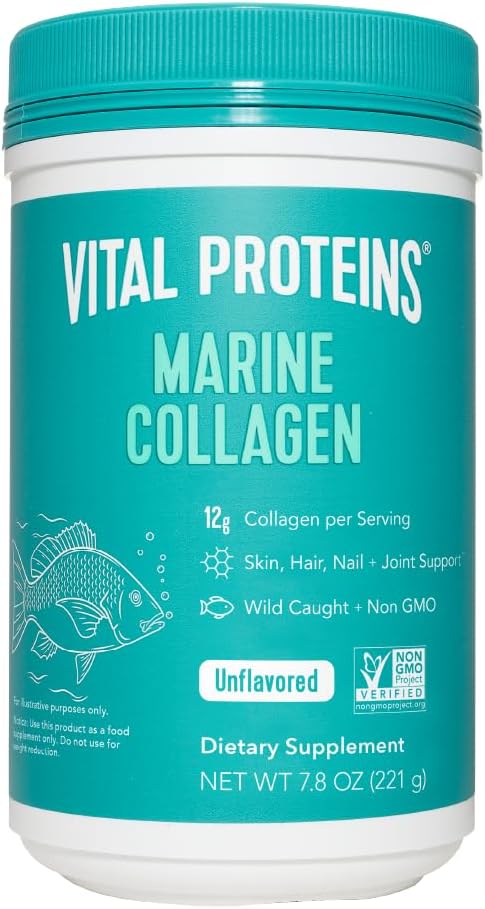 Vital Proteins Marine Collagen Peptides Powder 7.8 Oz Unflavored + 14 Oz Unsweetened Plant Protein Powder