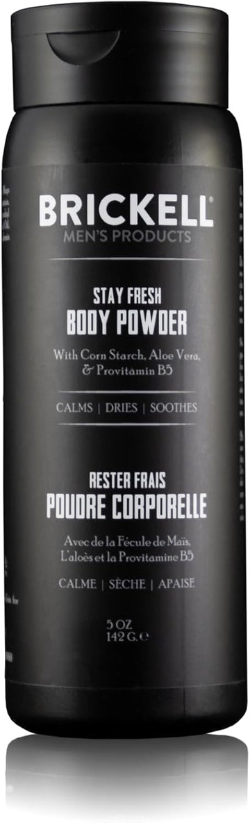 Brickell Men'S Products Stay Fresh Body Powder For Men, Natural And Organic Talc-Free, Absorbs Sweat, Keeps Skin Dry, Scented, 5 Oz