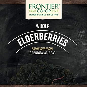 Frontier Co-Op Dried Elderberries, 8Oz Bag, European Whole | Kosher & Non-Gmo | Elderberry Dried Fruit For Immune Support, Elderberry Powder, Elderberry Tea, Syrup, Gummies | Sustainably Harvested