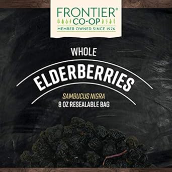 Frontier Co-Op Dried Elderberries, 8Oz Bag, European Whole, Kosher, Non-Gmo | Elderberry Dried Fruit For Immune Support, Powder, Tea, Syrup, Gummies
