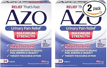 Azo Urinary Pain Relief Maximum Strength | Fast Relief Of Uti Pain, Burning & Urgency | Targets Source Of Pain | #1 Most Trusted Brand | 24 Tablets (Pack Of 2)