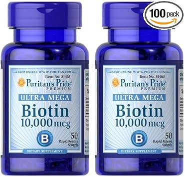 Puritan's Pride 2 Pack of Biotin 10,000 mcg Puritan's Pride Biotin 10,000 mcg-50 Softgels