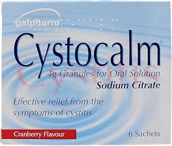 3X Cystocalm Cystitis Relief From Burning Pain, 6 Sachets 4G Granules Cranberry