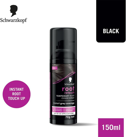 Schwarzkopf Root Retouch Hair Dye Black Temporary Root Touch Up Concealer Spray 120Ml