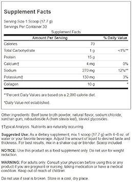 Swanson Real Food Bone Broth Collagen - Vanilla 18.7 Oz Pwdr