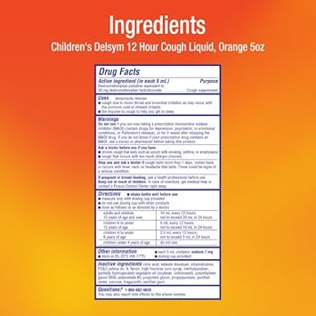 Delsym Adult 12 Hr Cough Relief Liquid, Orange, 15Oz (3X5Oz)