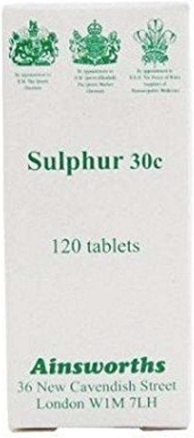 Ainsworths 30C Sulphur Homoeopathic Remedy - Pack Of 120 Tablets