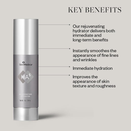 Skinmedica Ha5 Rejuvenating Hydrator Hyaluronic Acid Serum For Face With Five Types Of Hyaluronic Acid That Smooth Fine Lines And Wrinkles, For All Skin Types, 2 Oz