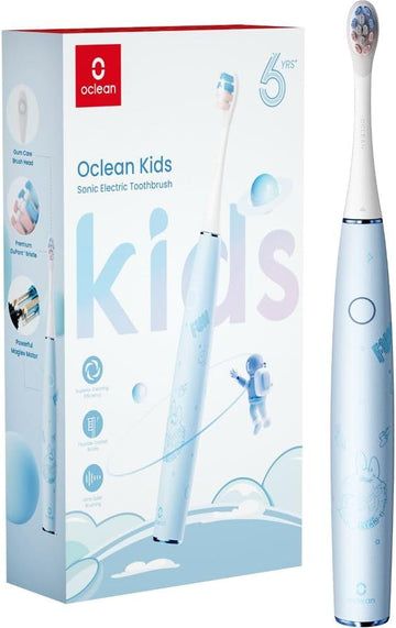 Oclean Kids Electric Toothbrush Rechargeable, Soft Child Friendly Bristles, Ultra Quiet Brushing, 2 Min Smart Timer, Ipx7 Waterproof,For Ages 6+ (Blue)