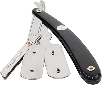 Parker Safety Razor Classic Black Straight Edge Barber Razor Shave Set - Includes 100% Pure Badger Brush, Chrome Stand, Srb Shavette Razor And 100 Blades : Beauty & Personal Care