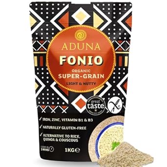 Aduna Organic Fonio Super-Grain | Ancient African Wholegrain | Naturally Gluten-Free Grain For Salads, Stir-Fries, Porridge & Baking | Quick-Cooking Rice, Quinoa & Couscous Alternative | 1Kg