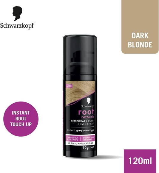 Schwarzkopf Root Retoucher, Instant Temporary Hair Dye Spray For Blonde Regrowth, 40 Applications - Blonde, Packaging May Vary