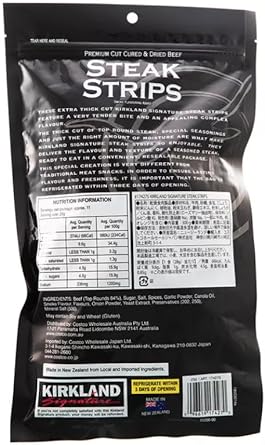 Kirkland Signature Steak Strips Thick Cut Jerky Beef Protein Snack Pack Of 300G