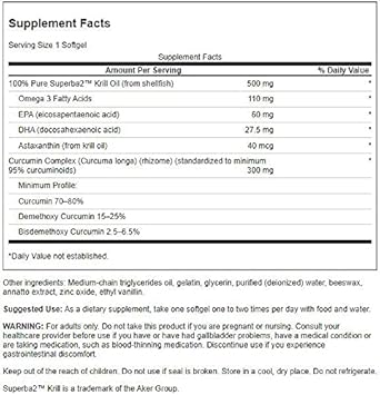 Swanson Krill Oil & Curcumin 60 Sgels
