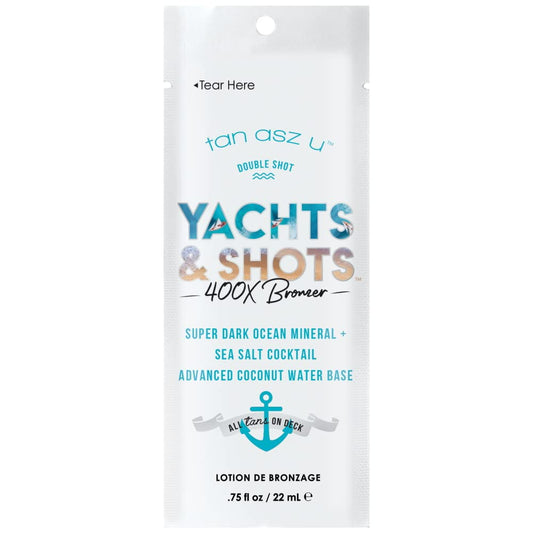 3 Packets Yachts & Shots 400X Double Shot Bronzer Super Dark Ocean Mineral & Sea Salt Cocktail .75Oz Each