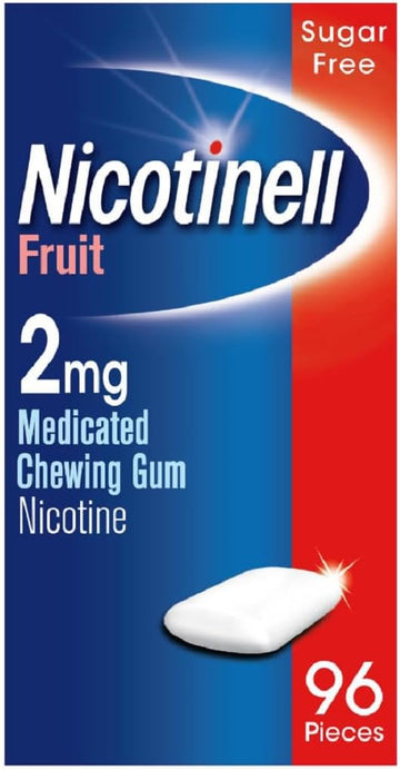 Nicotinell Nicotine Gum, Quit Smoking Aid, Fruit Flavour, 2 Mg, 96 Pieces