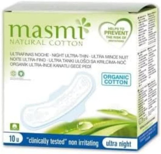 Masmi Natural Organic Cotton Pads Ultra Night (Pack Of 10)