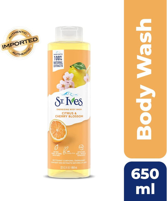 St. Ives Energising Body Wash (650Ml) Citrus & Cherry Blossom Made With Plant-Based Cleansers & 100% Natural Extracts 16 Oz Shower Gel