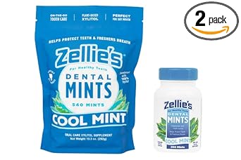 Zellie'S | 100% Xylitol Sugar Free Breath Mints Combo Pack | Includes (1) Cool Mint Breath Mints 250 Count & (1) Cool Mi