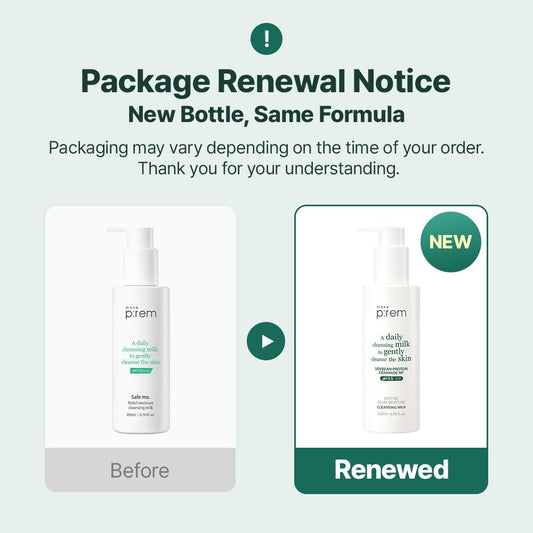 Make P:Rem Safe Me. Relief Moisture Cleansing Milk, Hydrating Gentle Facial Cleanser For Sensitive Skin With Soy Protein, Korean Face Wash, Korean Skin Care, 6.76 Fl.Oz., 200Ml