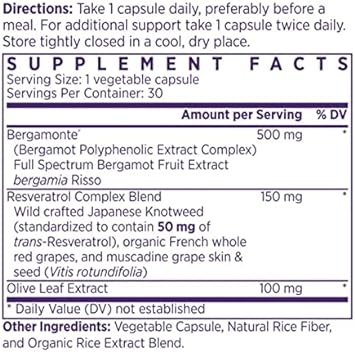 Naomi Bergamore Plus Resveratrol, Award-Winning Cardiologist Developed, Clinically Shown To Support Normal Cholesterol & Healthy Cellular Function, Citrus Bergamot & 7 Key Polyphenols, 30-Day Supply