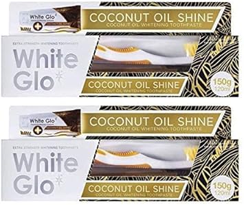 White Glo Coconut Toothpaste 150G (Pack Of 2) With Sanitral 50 Pcs Dental Floss Stick