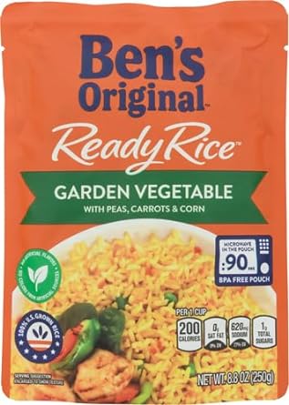 Ben'S Original Ready Rice Garden Vegetable Flavored Rice, Easy Dinner Side, 8.8 Oz Pouch (Pack Of 12)