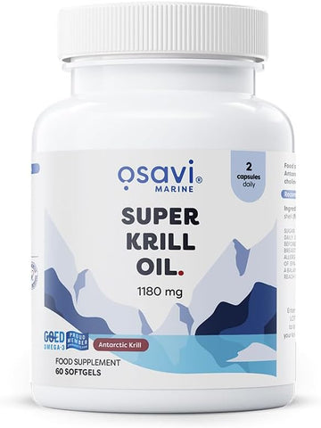 Osavi Super Krill Oil 1180 Mg β 60 Softgels | Omega-3 From Wild Antarctic Krill | Supports Heart, Brain & Liver Health | Rich In Choline & Phospholipids | Sourced From Antarctic Waters